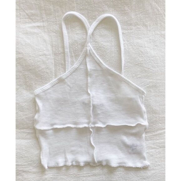 NWOT LF EMMA & SAM White Exposed Stitch Tank Top - Picture 4 of 4